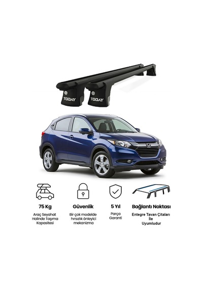 Trio-ıı Honda Hr-v 2015 Ve Sonrası Uyumlu Siyah Kilitli Ara Atkı 120cm Port Bagaj Tavan Barı