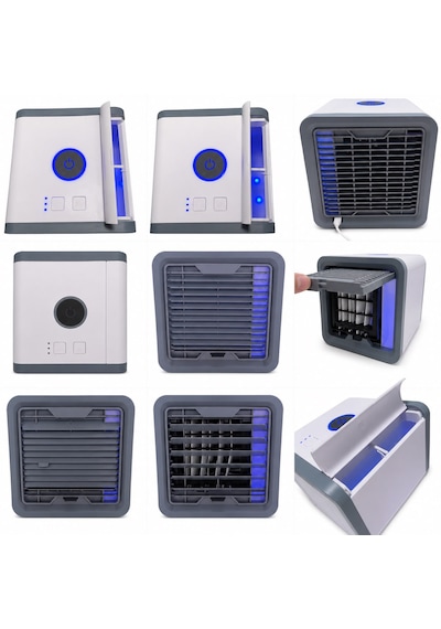 Taşınabilir Mini Klima 7 Led Işıklı Ev Ofis Oto Portatif Buharlı Hava Soğutucu Klima Vantilatör Pervane Mini Fan Su Ekle Özellikli E Kademeli Hız Havalandırma 1.25 Mm