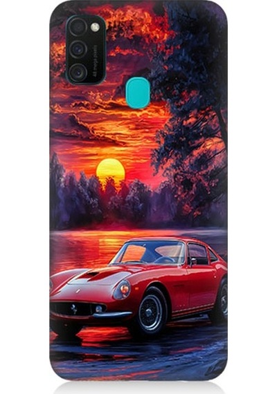 Samsung Galaxy M21 Uyumlu Kırmızı Spor Araba Desenli Silikon Kılıf