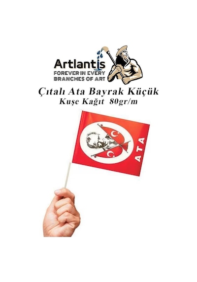 Çıtalı Ata Bayrak Kağıt 20x12 Cm 25 Adet Atalı Bayrak Çıtalı Sopalı Küçük Bayrak Plastik Çubuklu Bayrak