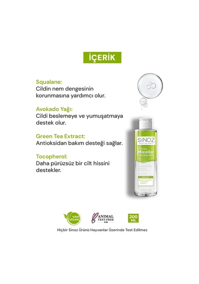 Sinoz Çift Fazlı Micellar Makyaj Temizleme Suyu 200 ML