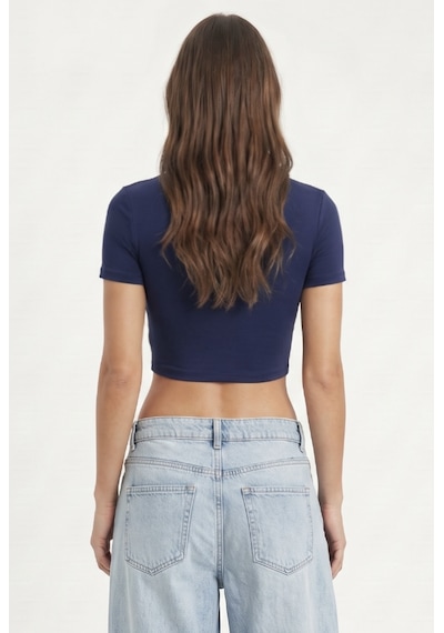 Ritnice Kadın New Serra %100 Pamuk Lacivert Crop Top