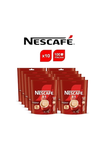 Nescafé 3ü1 Arada Original Çözünebilir Kahve 10 X 10'lu Paket - 10x17,5g Diğer
