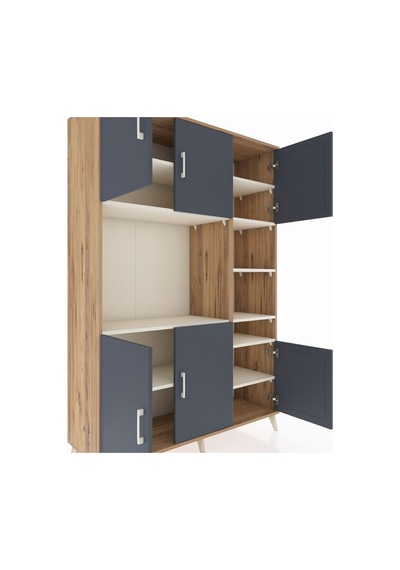 Hyperion Dolap 10 Raflı 6 Kapaklı 132x44x195 Çam-antrasit/aytaşı Çam