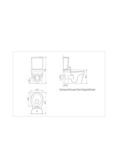 Seramiksan Volcano Duvara Sıfır Klozet + Smartslim Yavaş Kapak + VitrA İç Takım Set