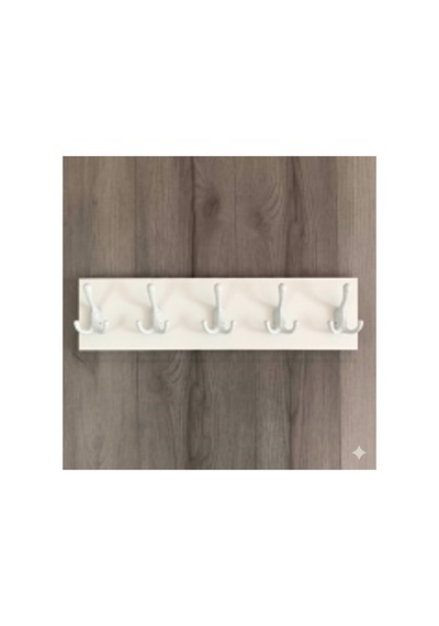 Kardelen Ahşap 10'lu Duvar Askısı 10x50 Cm Beyaz Beyaz