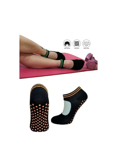 Tek Çift Pamuklu Renkli Kaymaz Taban Silikon Baskılı Yoga Fitness Pilates Ve Aktivite Kadın Çorabı