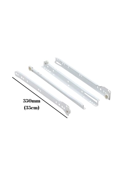 Beyaz Metal Çekmece Rayı Tekerlekli Mobilya Dolap Çekmece Rayı Beyaz 35cm 2 Takım Metal Çok Renkli