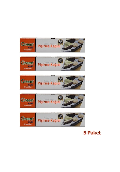 Green Cuki Yağlı Fırın Tepsi Pişirme Kızarma Kağıdı - 37 CM x 50 Metre - 5 Kutu
