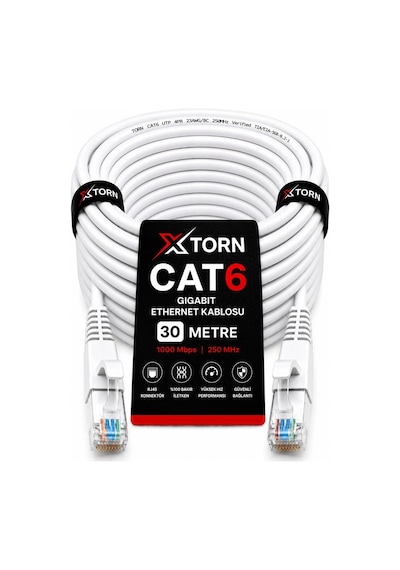 Torn Cat6 Ethernet Kablosu 30 Metre Rj45 Lan İnternet Modem Router Bilgisayar Kablosu