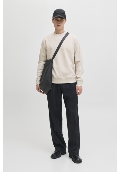 Jack & Jones Jack Jones Blachad Brandıng Bisiklet Yaka Erkek Sweat 12261386 Bej2