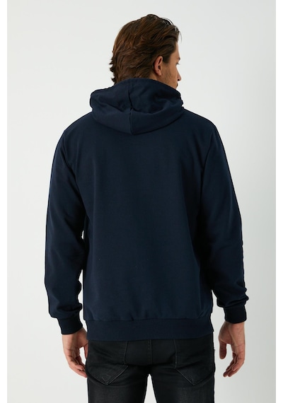 Lacivert Erkek Kapüşonlu Kanguru Cepli Sweatshirt Lacivert
