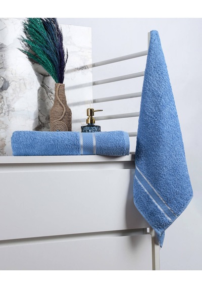 %100 Pamuk 2 Parça Kadın/erkek Banyo Duş Hamam Havlu Seti 90x150 Cm Mavi