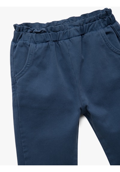 Koton Beli Lastikli Cep Detaylı Pamuklu Pantolon Mavi 5smg40029aw Mavi