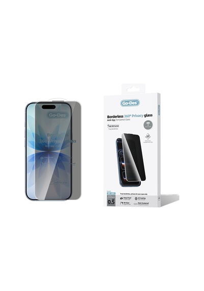 İphone 17 Uyumlu Go Des Af Borderless Privacy Hayalet Temperli Cam Ekran Koruyucu Siyah