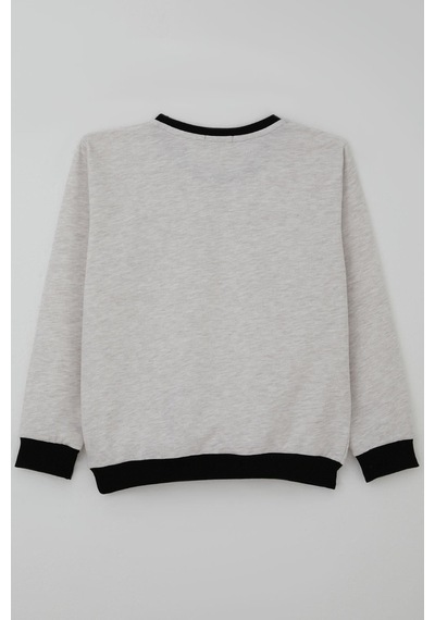 Breeze Erkek Çocuk Sweatshirt Renkli Yazı Baskılı 10-16 Yaş, Bej Melanj