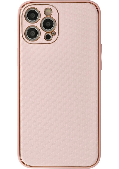 Apple  Uyumlu  iPhone 12 Pro Kılıf Coco Karbon Silikon Pembe