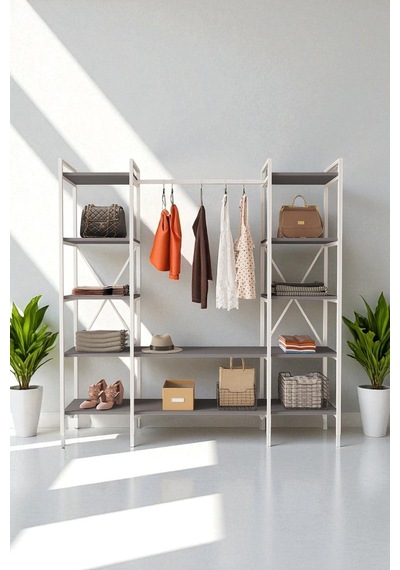 Nilamu Antrasit Elbise Dolabı Metal Gövdeli Açık Askılık & Organizer Dolap 175 170 34 Cm Antrasit Nilamu Antrasit Elbise Dolabı Metal Gövdeli Açık Askılık & Organizer Dolap 175 170 34 Cm Antrasit