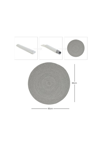 Ocean Home Textile Yıkanabilir Gri Kırçıllı Pamuklu Halı Kilim 80 Cm Çap