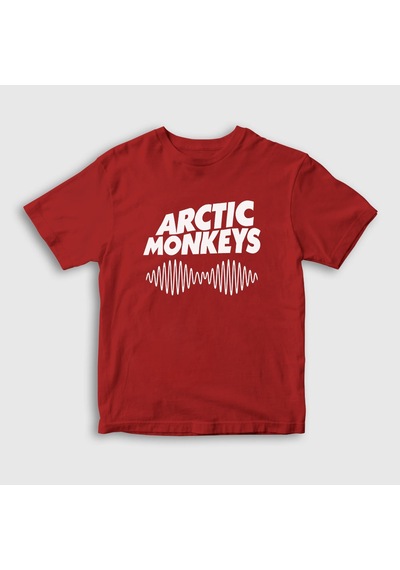 Presmono Unisex Çocuk Cover Arctic Monkeys T-shirt Kırmızı