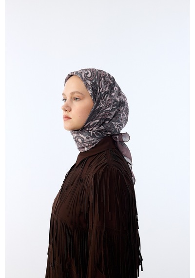 Mirsoy Scarf Lavin Desen Eşarp Pudra