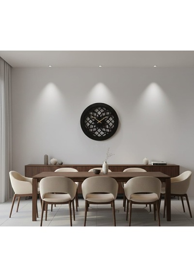 Nexus Modern Ahşap Duvar Saati 45 Cm Siyah Renk