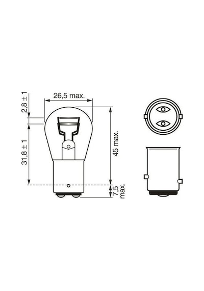 Bosch Park Stop Ampulü 12V P21/5W Çift Duy Çapraz Tırnak 2 Adet 1