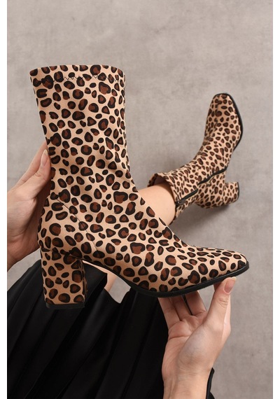Dabab Shoes Kadın Leopar Streç Fermuar Samara Model Kare Burun Kalın Topuklu Bot Kahverengi Dabab Shoes Kadın Leopar Streç Fermuar Samara Model Kare Burun Kalın Topuklu Bot Kahverengi