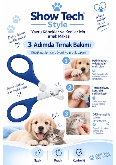 Showtech Style Yavru Köpekler Ve Kediler İçin Tırnak Makası