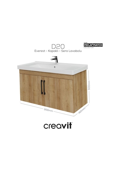 Creavit D20 100 Cm Kapaklı Lavabo Dolabı Everest Melamin Antrasit Creavit D20 100 Cm Kapaklı Lavabo Dolabı Everest Melamin Antrasit