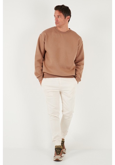 Buratti Regular Fit Bisiklet Yaka Pamuklu Içi Tüylü Yumuşak Şardonlu Erkek Sweat 5905255 Tarçın