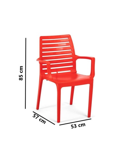 Omnipazar Sy-2503 Plastik Adam Bahçe Koltuk Sandalye 4'lü Set Kırmızı Kırmızı