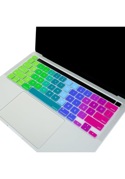 Macbook Klavye Koruyucu Türkçe Q Çeviri A2338 M1 M2 13 İnç A2251 A2289 A2141 16 İnç Us Ansı Düz Enter Silikon Keyboard Cover Touch Bar Pembe Yeşil