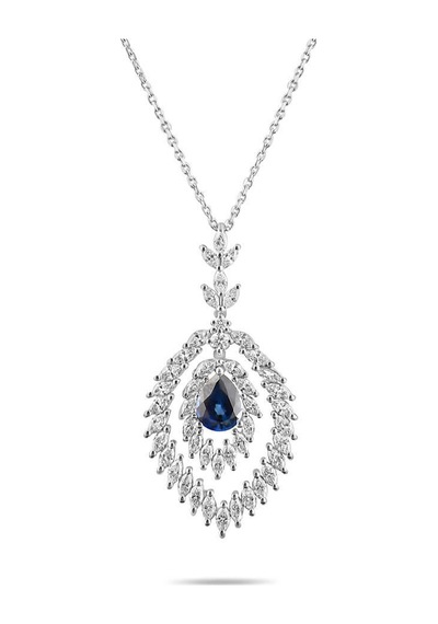 5.00 Karat Safir Laboratuvar Pırlanta Kolye - Hrd Sertifikalı