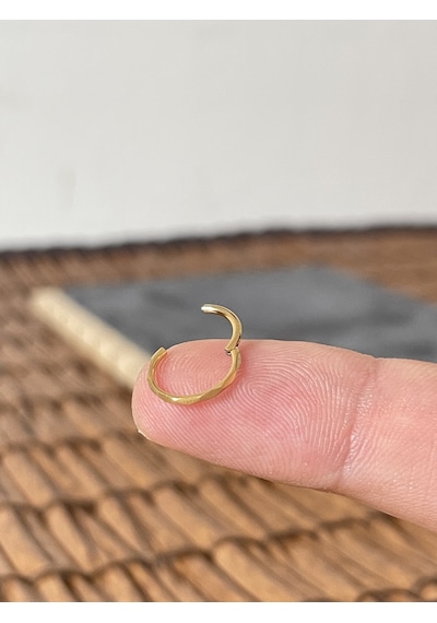 %100 Cerrahi Çelik Kesme Altın Kilitli Halka Piercing Altın