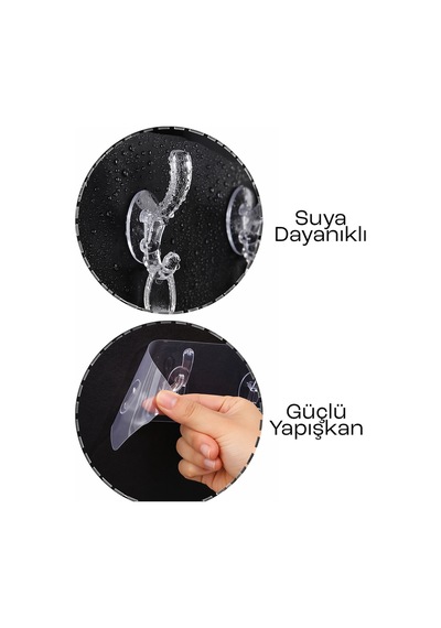 Yapışkanlı 5 Kancalı Askı Şeffaf Duvar Organizer Banyo Mutfak Çoklu Askı Aparatı Diğer