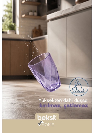 Home Glassy Kırılmaz Polikarbon 6'lı Bardak Lila 400 Ml Lila Lila