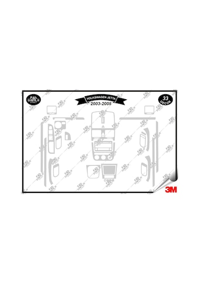 Volkswagen Jetta 2003-2008 Torpido Konsol Trim Göğüs Maun Kaplama Set 33 Parça Gümüş