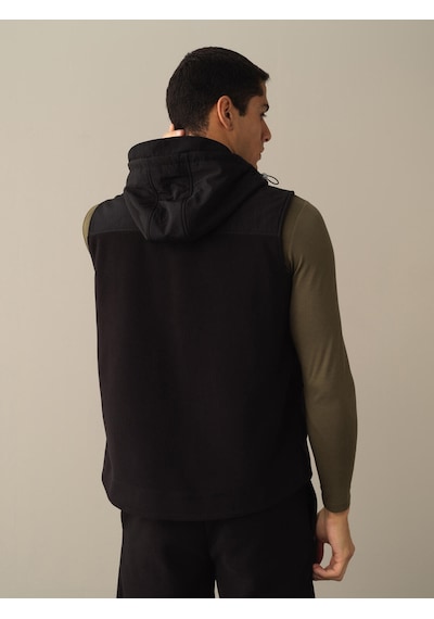 Xint Siyah Regular Fit Kapüşonlu Polar Yelek 195044