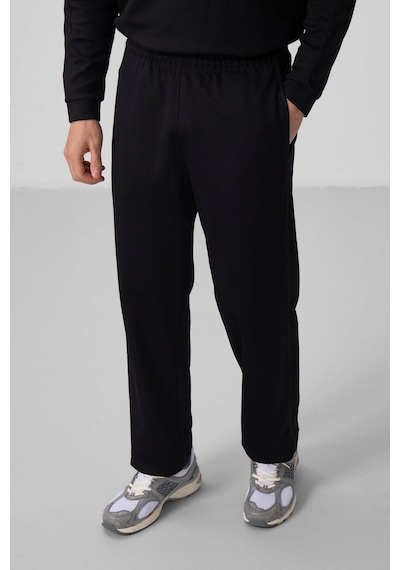 Siyah Yüzeyi Dokulu Oversize Erkek Eşofman Takım - 85275 Siyah