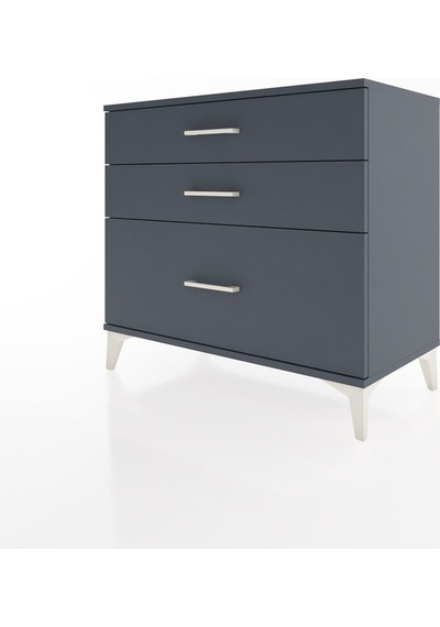 Hyperion Şifonyer 3 Çekmeceli 88x44x80 Antrasit-antrasit Antrasit