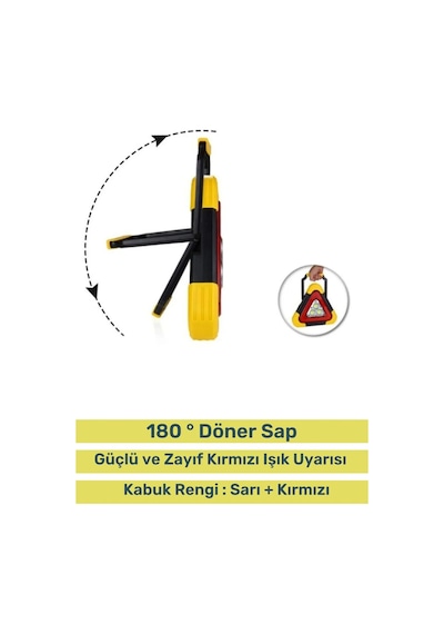 Premium Su Geçirmez Sızdırmaz 3 Ledli Solar Üçgen Reflektör Güneş Enerjili Refluj Araba Oto Lambası