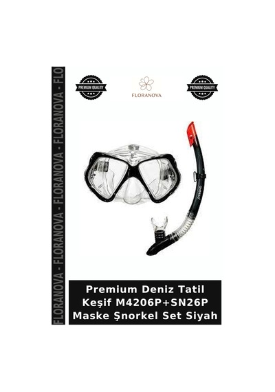 Premium Deniz Tatil Keşif M4206p+sn26p Maske Şnorkel Set Siyah
