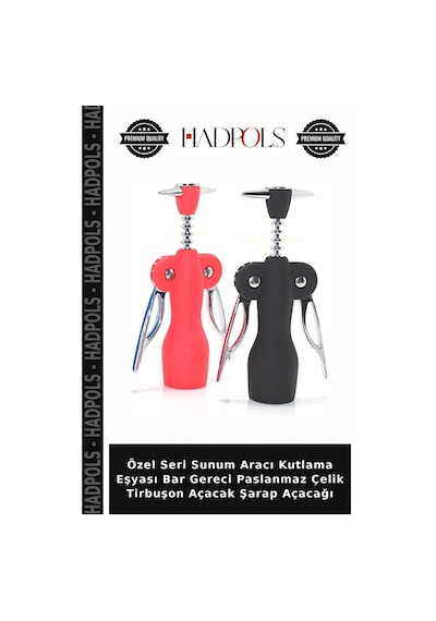 Özel Seri Sunum Aracı Kutlama Eşyası Bar Gereci Paslanmaz Çelik Tirbuşon Açacak Şarap Açacağı