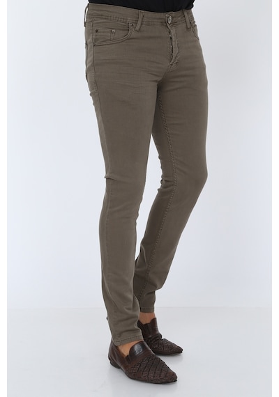 Digital Jeans Dar Kesim Erkek Likralı Toprak Kot Pantolon Açık Gri