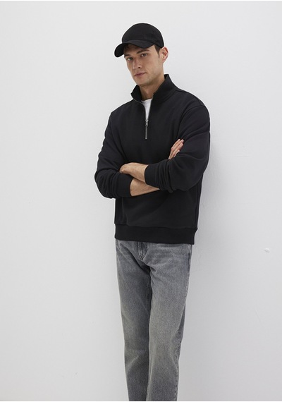 Mavi - Yarı Fermuarlı Siyah Basic Sweatshirt 0s10419-900 Siyah