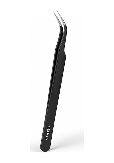 Esd-15 Eğri Uçlu Hassas Profesyonel Cımbız Anti-manyetik Paslanmaz Çelik 12.5 Cm