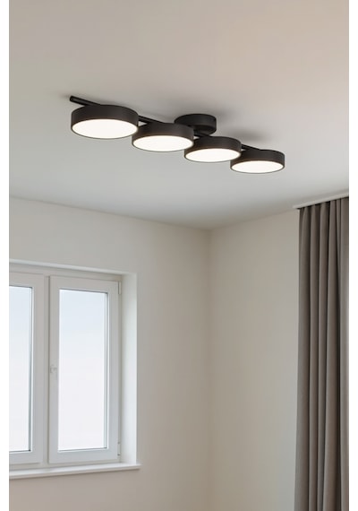 Tual Modern Salon Yatak Odası Giyinme Odası Mutfak Beyaz Işık Ledli Siyah Renk 4 Lü Led Avize Siyah4 Siyah4