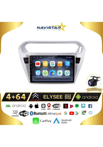 Citroen Elysee 4gb + 64gb Kablosuz Carplay 2013-2018 Android 13