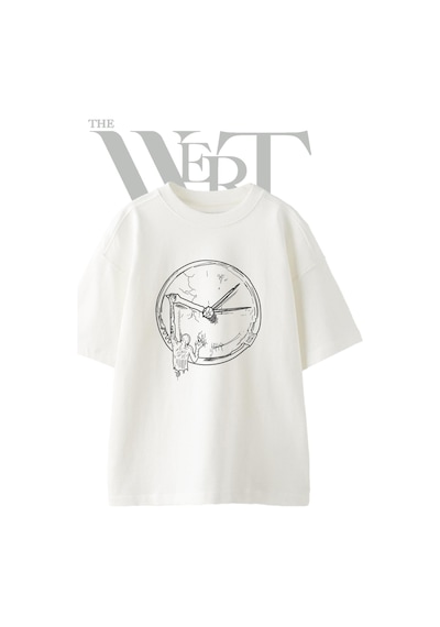 Thewert Clock Man Tasarım Baskılı Ünisex Beyaz Oversize T-shirt